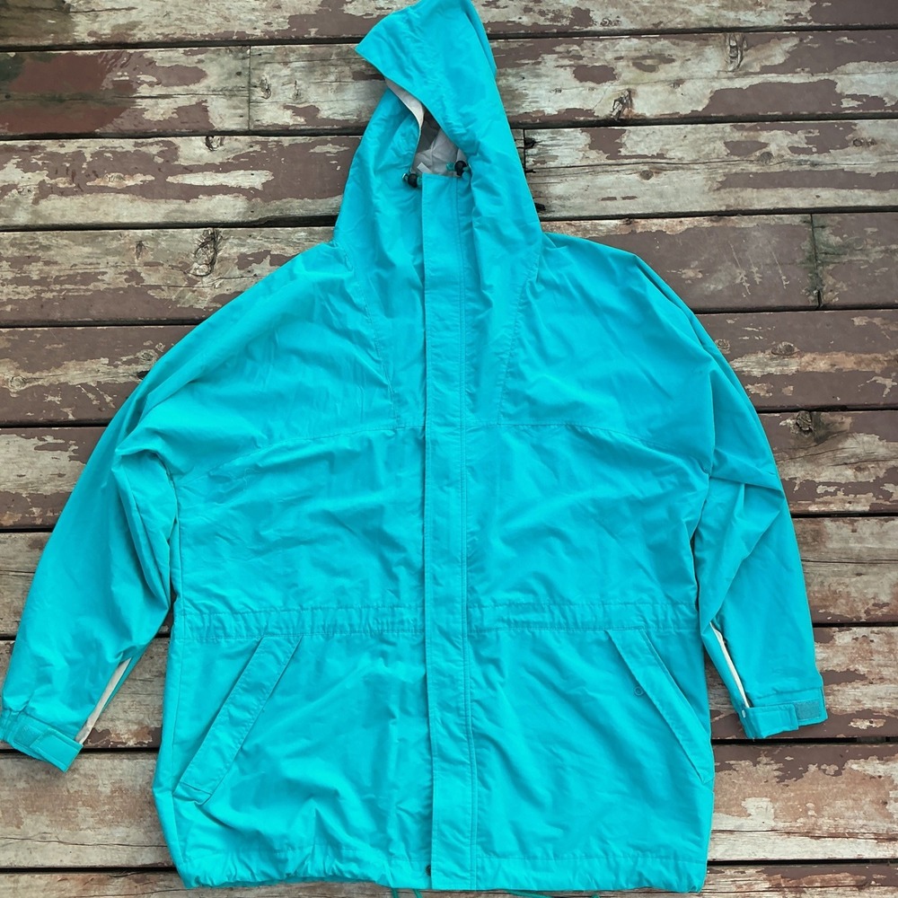 Woolrich Parka Jacket Mens XL Peacock Teal Hooded Cotton Blend Vintage Gorpcore